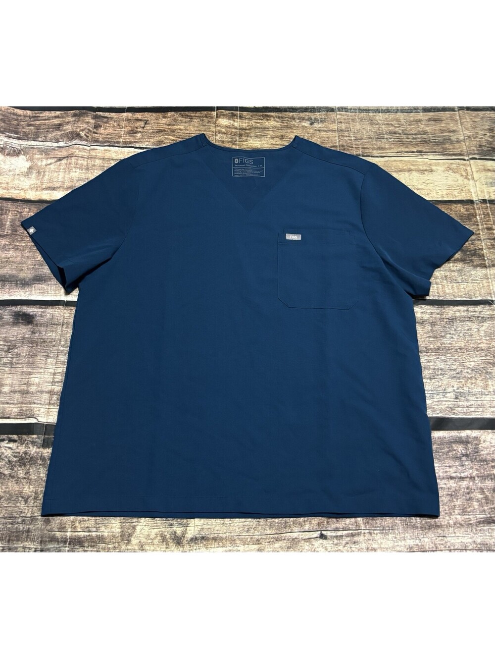 Figs Technical Collection Scrub Shirt Mens XL V-Neck Short Sleeve Blue